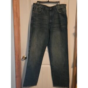 GIVE ME FACE Jeans 36x34 Mens Blue Straight Leg Y2K Streetwear Denim